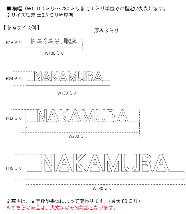 アクリル切文字サイズ