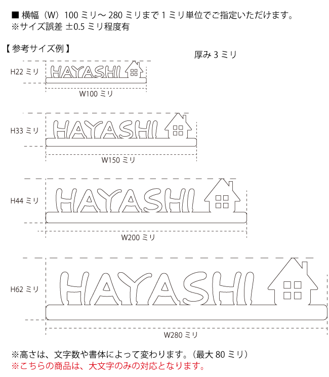 アクリル切文字サイズ